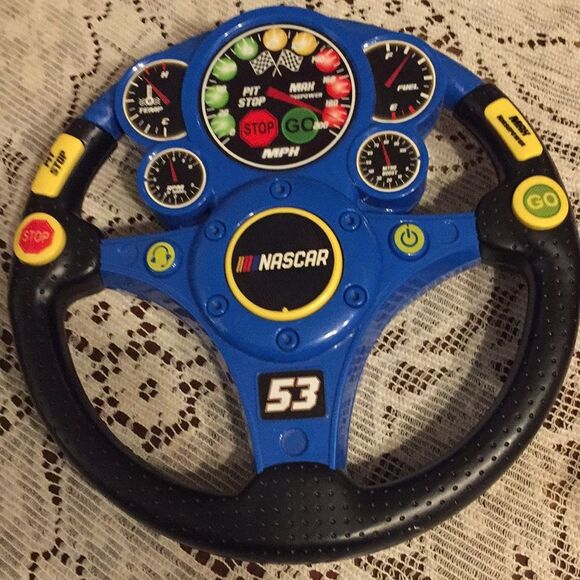 NASCAR Blue and Black Kids Toy Steering Wheel - Picture 1 of 7